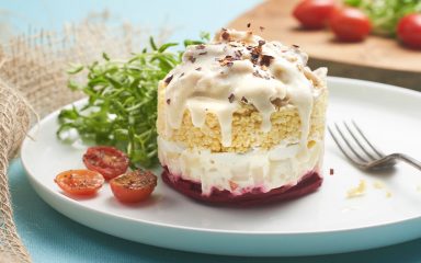Olivier Salad with Chicken Alfredo